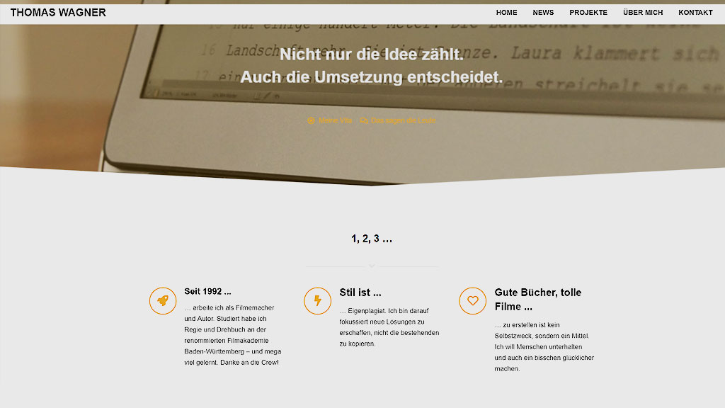 Betragsbild- Neue Webseite von Thomas Wagner - Autor und Regisseur